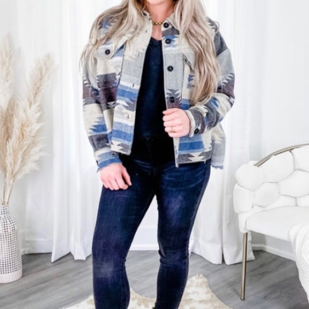 Aztec Long Sleeve Button Down Shacket